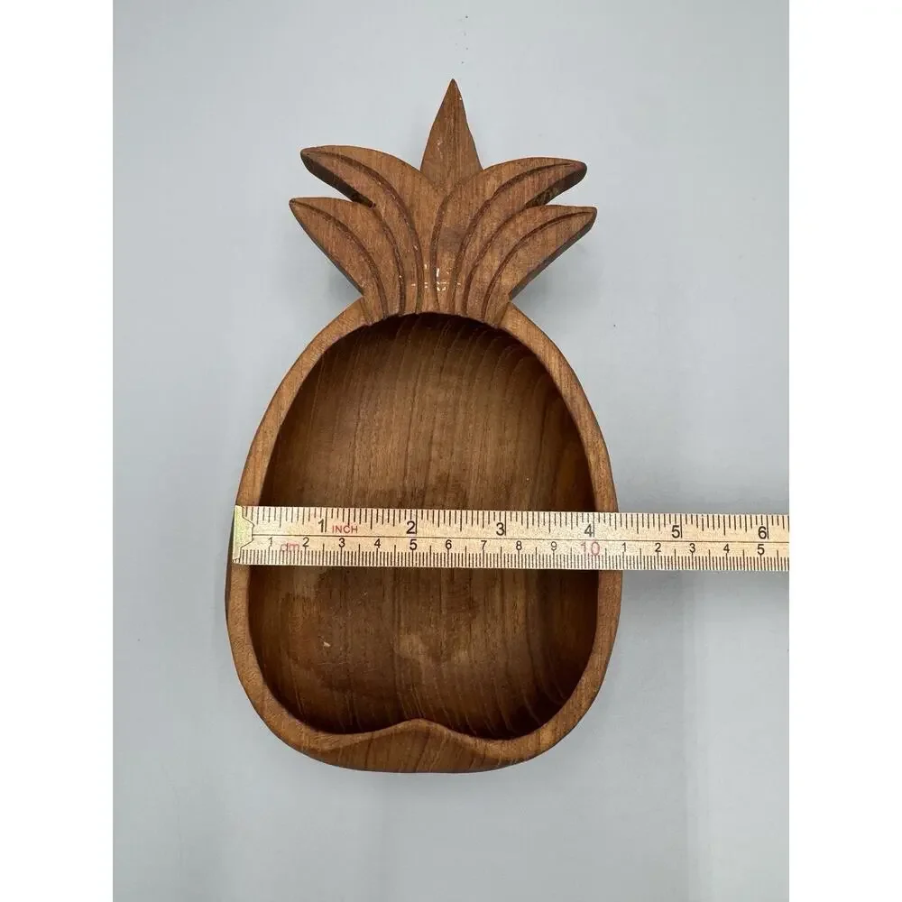 Vintage Pineapple Shaped Wooden Serving Bowls Hand Carved Lot Of 4